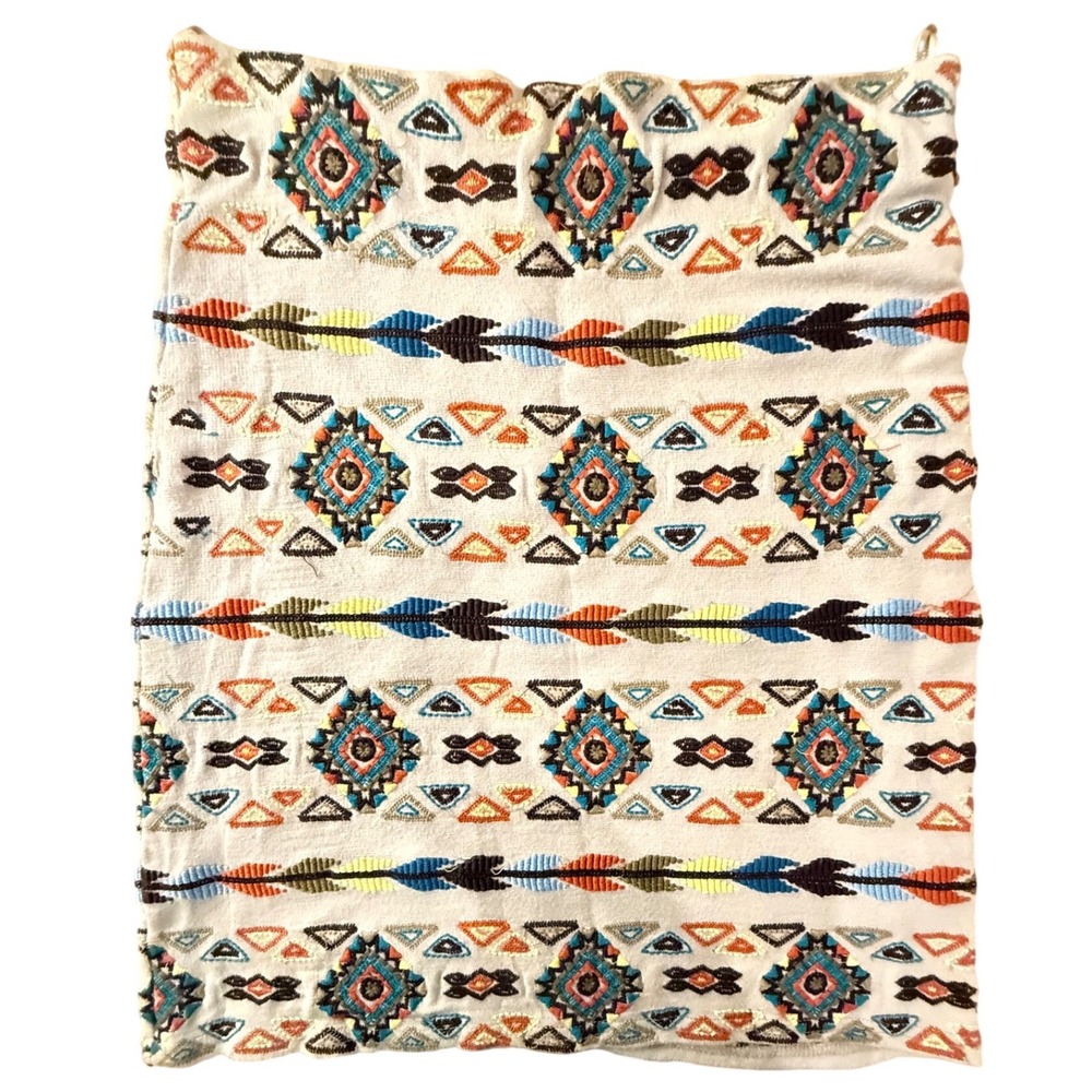Willow & Clay Embroidered Aztec Southwestern Mini Skirt Cream Boho‎ SM Festival